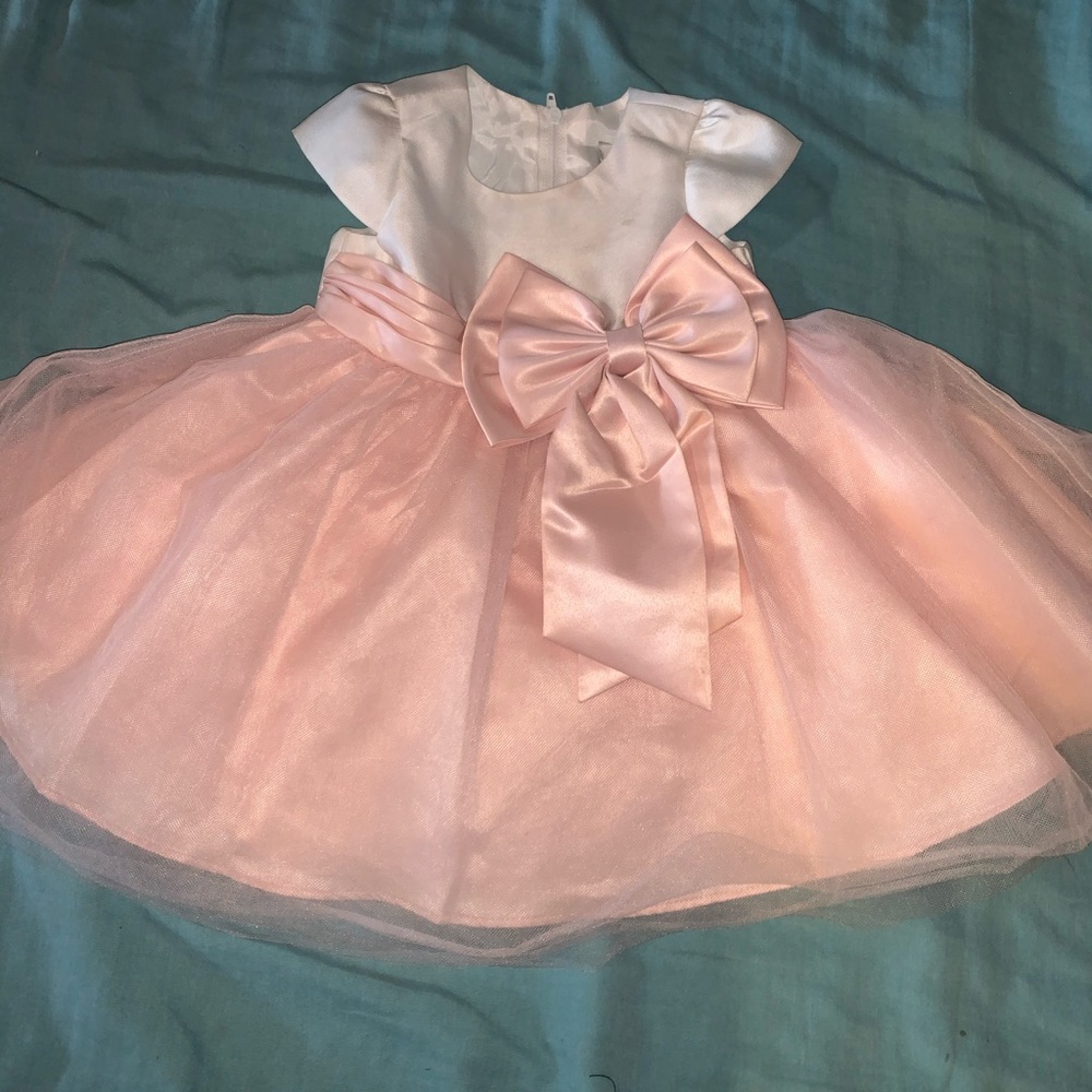 Rare editions baby girl mesh bow dress